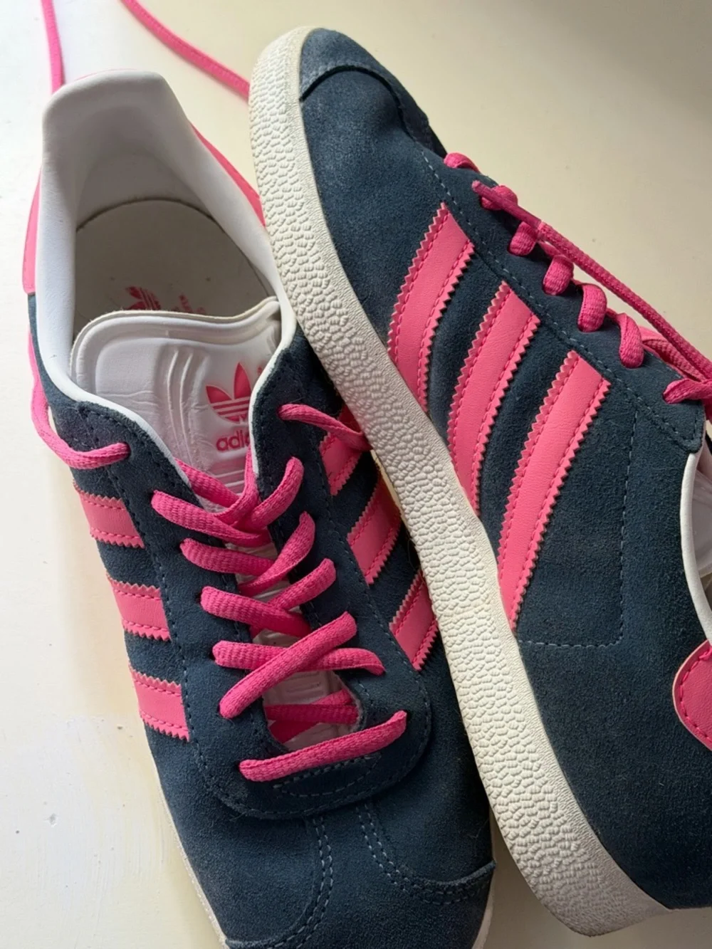 adidas Gazelle Navy and Pink Suede Women's Sneakers - Picture 4 of 7